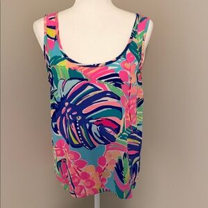Lilly Pulitzer Tropical Print Sleeveless Top Silk Medium